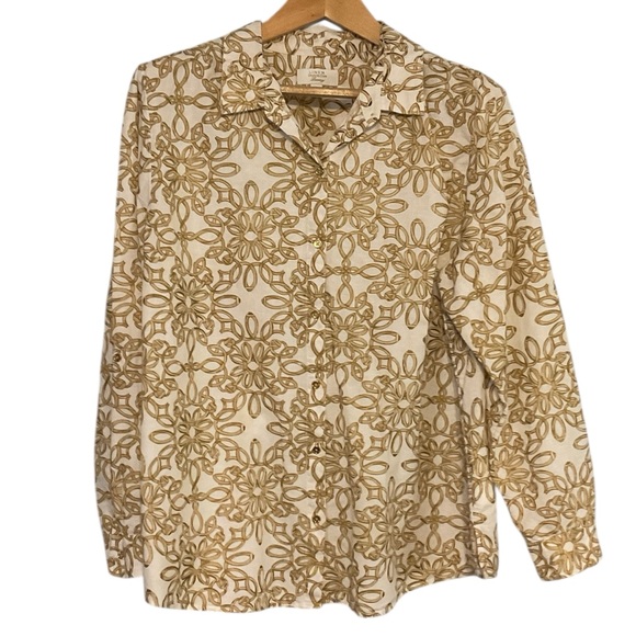 Charter Club Luxury Linen Shirt with Gold Pattern size XXL - Picture 5 of 10